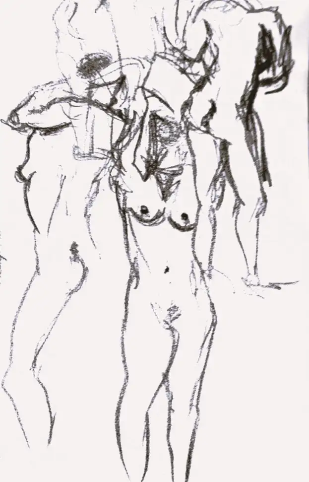 Oeuvre d'art contemporain intitulée "Formes entrelacées", réalisée au crayon et fusain par Danièle Archambault