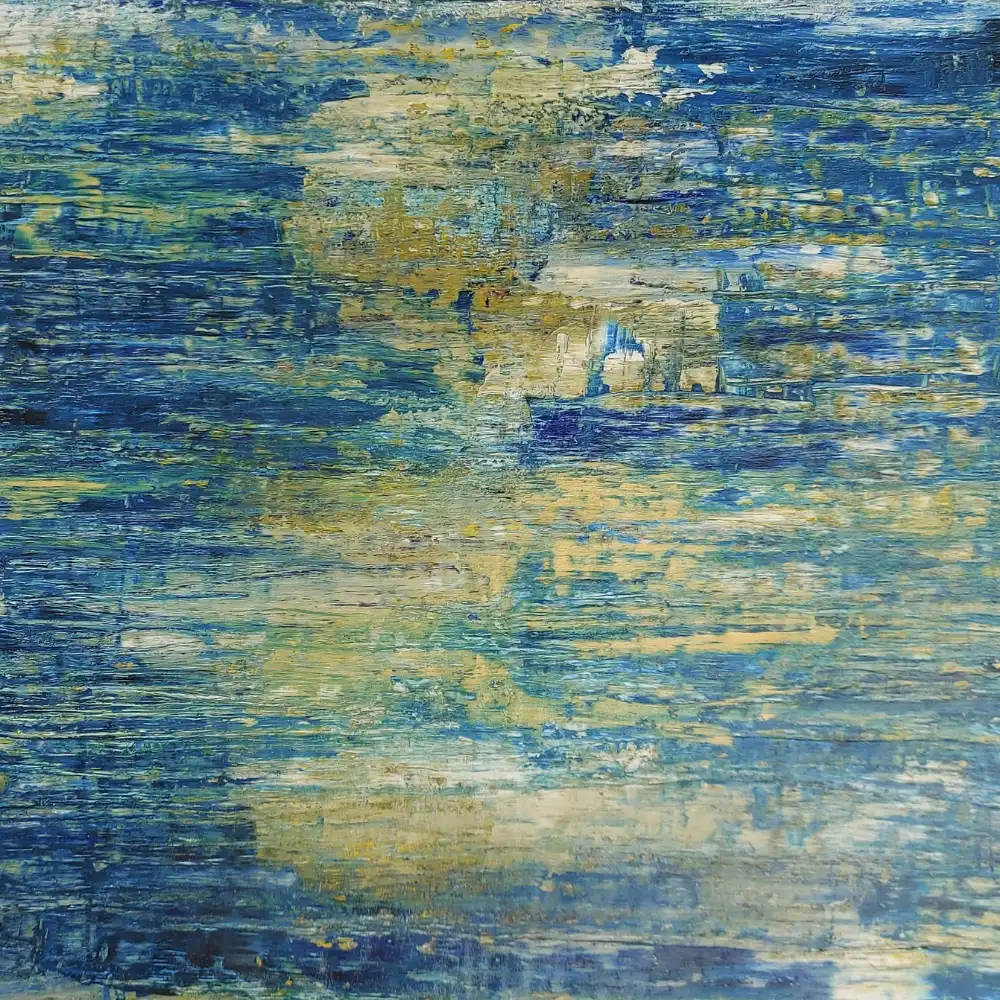 Peinture “Quand le Soleil Peint les Vagues”, huile sur toile 90x70 cm, réalisée par l’artiste Danièle Archambault (Art Dany)