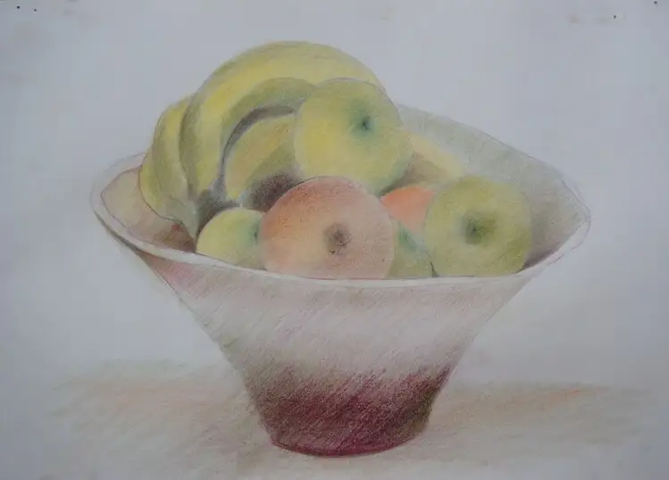 Douceur fruitière réalisée aux crayons de couleur sur papier blanc 90g – Danièle Archambault – Artdany.fr