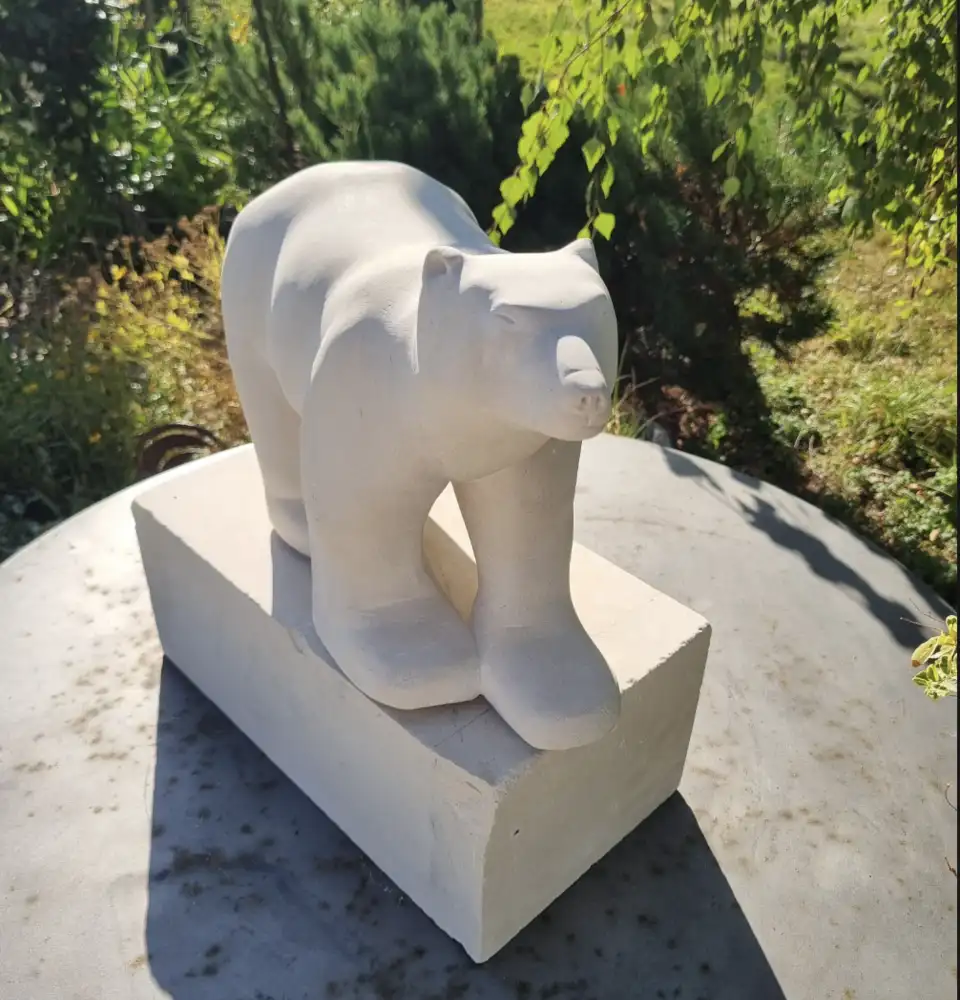 Ours esprit polaire en sculpture – inspiration François Pompon – création originale signée Danièle Archambault – Artdany.fr