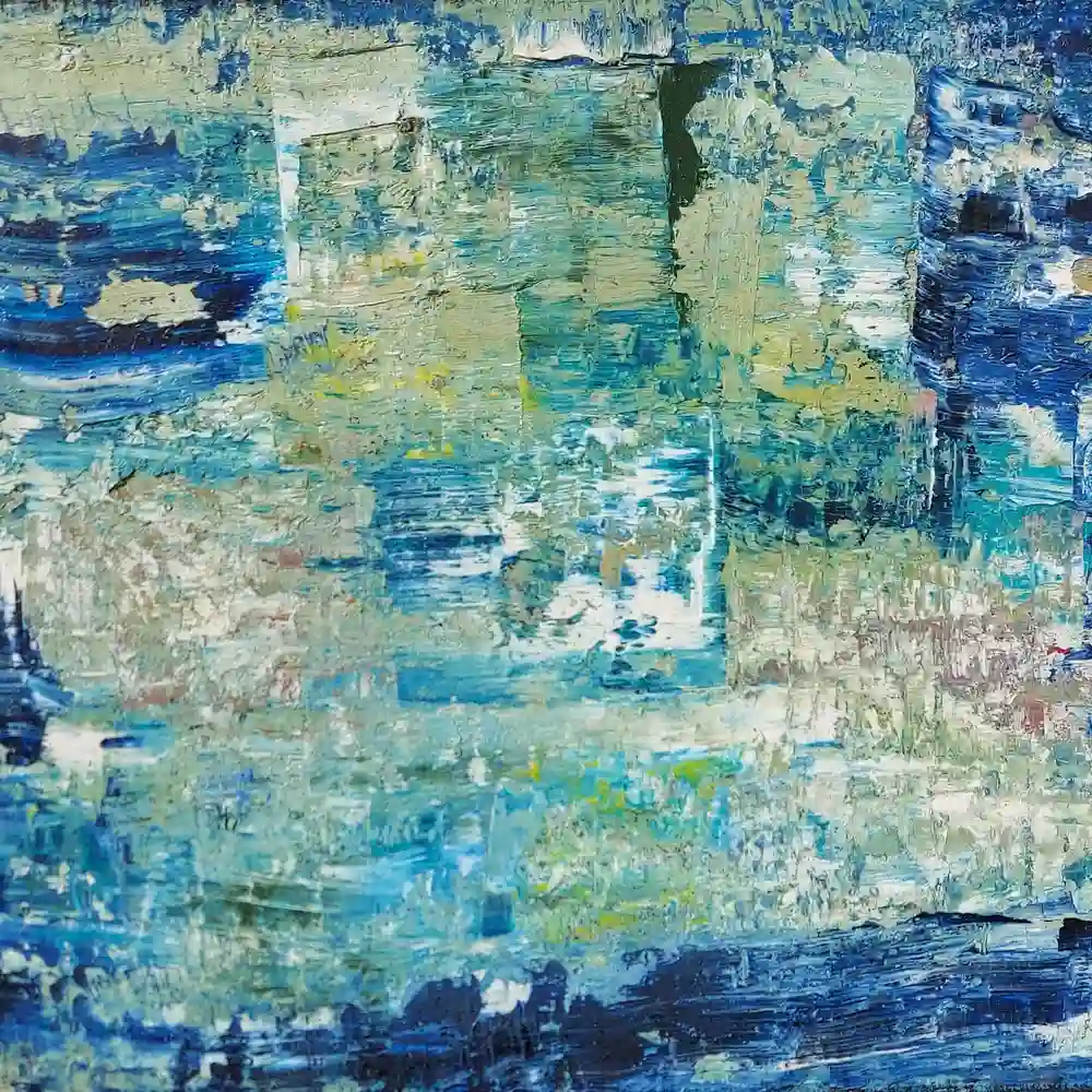 Peinture intitulée “Le Regard de l’Eau”, acrylique sur toile 70x50 cm, réalisée par l’artiste Danièle Archambault (Art Dany). Le Regard de l’Eau – Acrylique 70x50 cm – Danièle Archambault